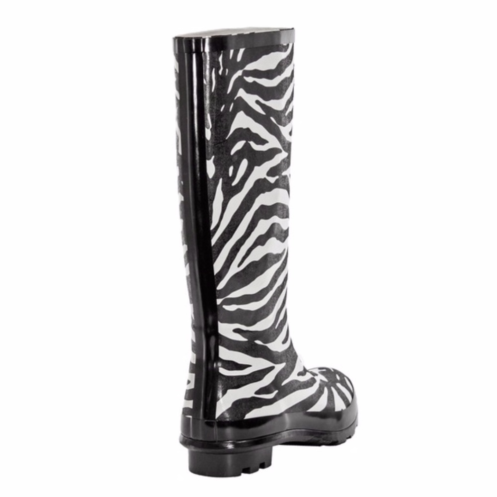 Rubber Rain Boots, Women's 14" Wellies, Zebra Design Garden Rainboots, NEW - Picture 3 of 4